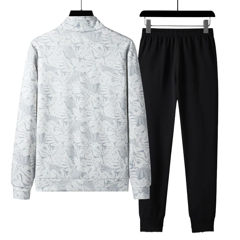 7XL Large Spring Two Piece Youth Sports Set Mens Casual Loose Sweatwear Cardigan Long sleeved Coat Set 240513