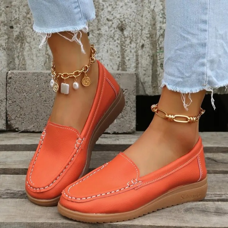 Women Flats 2022 Spring Summer Shoes Women Heels 4.3CM Genuine Leather Chaussures Femme Casual Women Loafers Ballet Flat Shoes