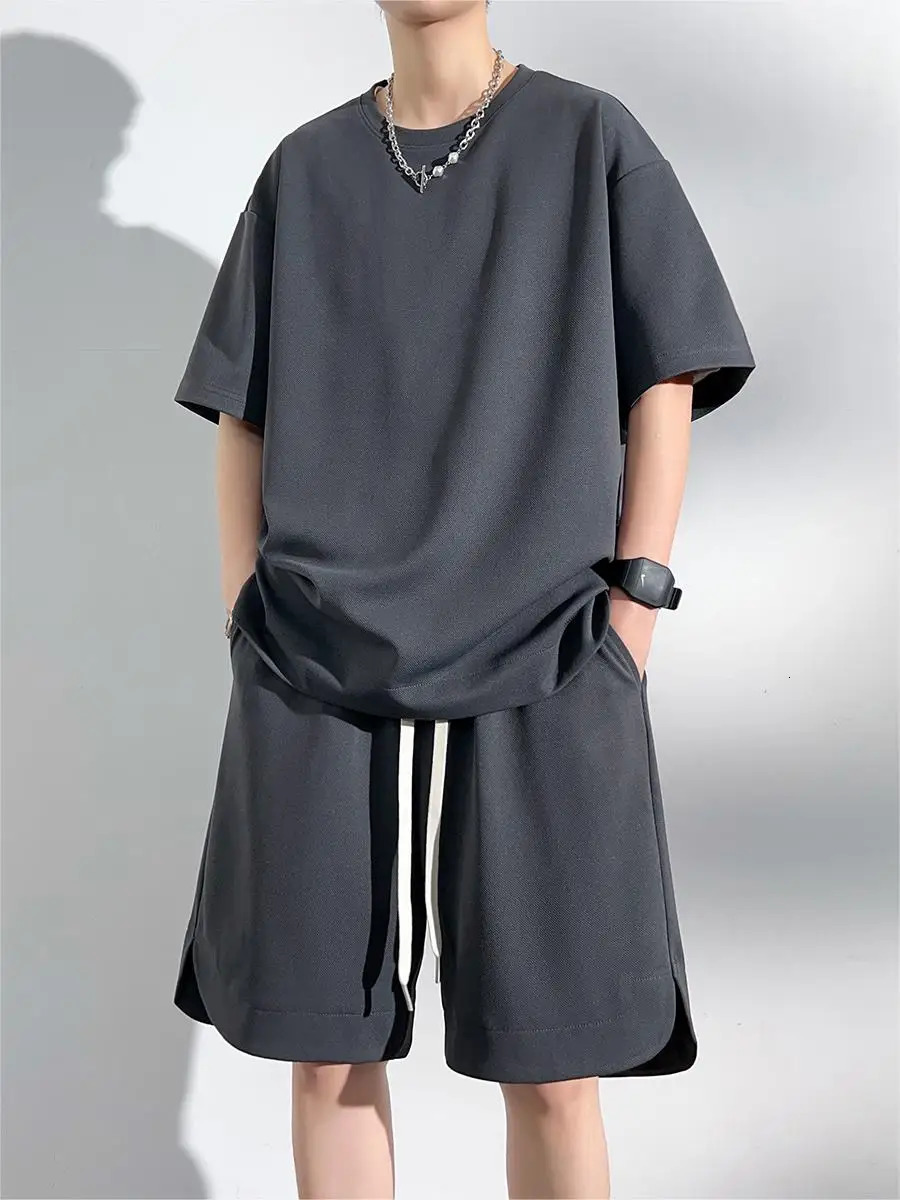Summer Tracksuits Men Plus Size 8xl 7xl 6XL Sportswear Solid Color Sets Fashion Casual TShirts Shorts 2pcs Suits Male 240518