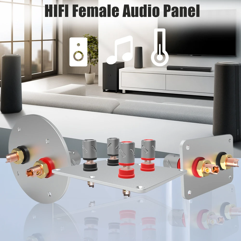 Hi-end Aluminum Alloy Binding Post Speaker Box Banana Plug Connector Box Red + Black Pure Copper Terminal Cup Banana Jack Socket