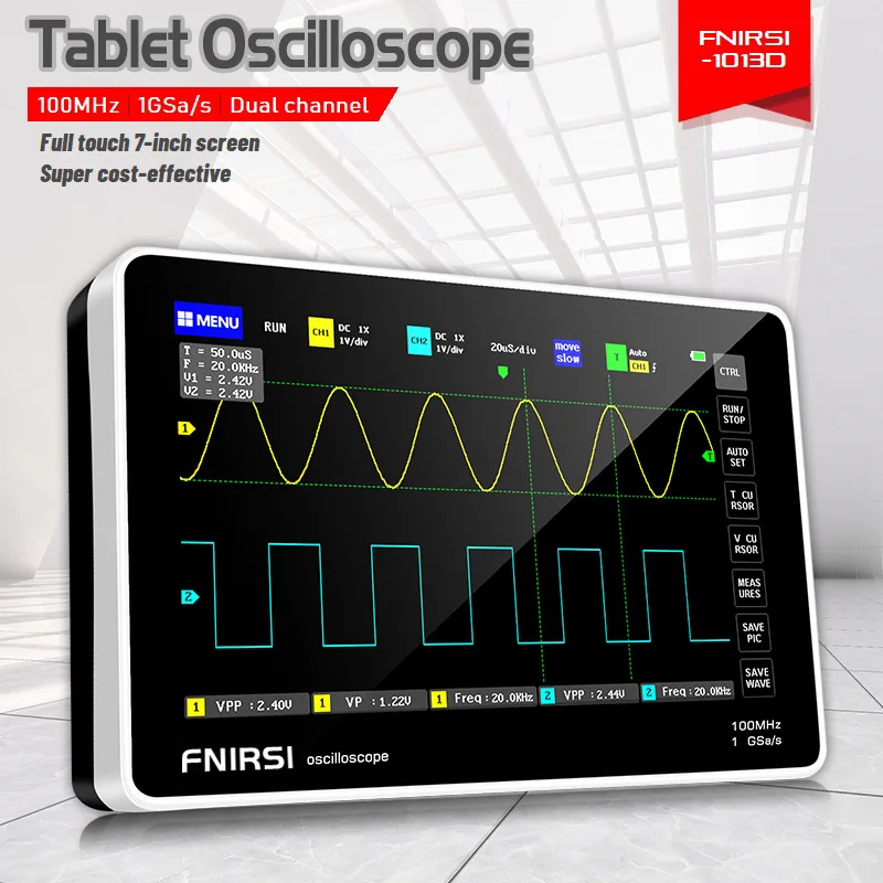 FNIRSI-1014D 1013D TC3 Oscilloscope 3-in-1 Dual Channel Input Signal Generator 100MHz * 2 Analog Bandwidth 1GSA/s Sampling Rate