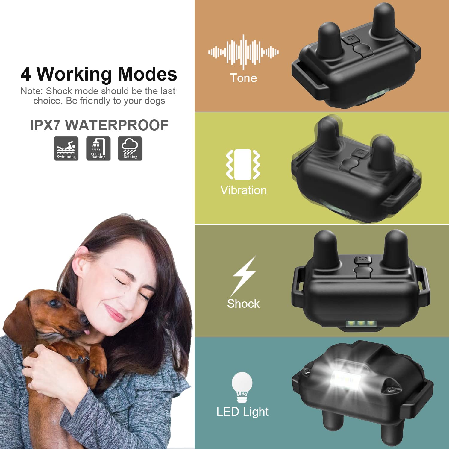 Dog Training Collar with Remote Innovative Upgraded IPX7 Waterproof Electric Collar with 3 Training Modes Smart Dog Shock Collar
