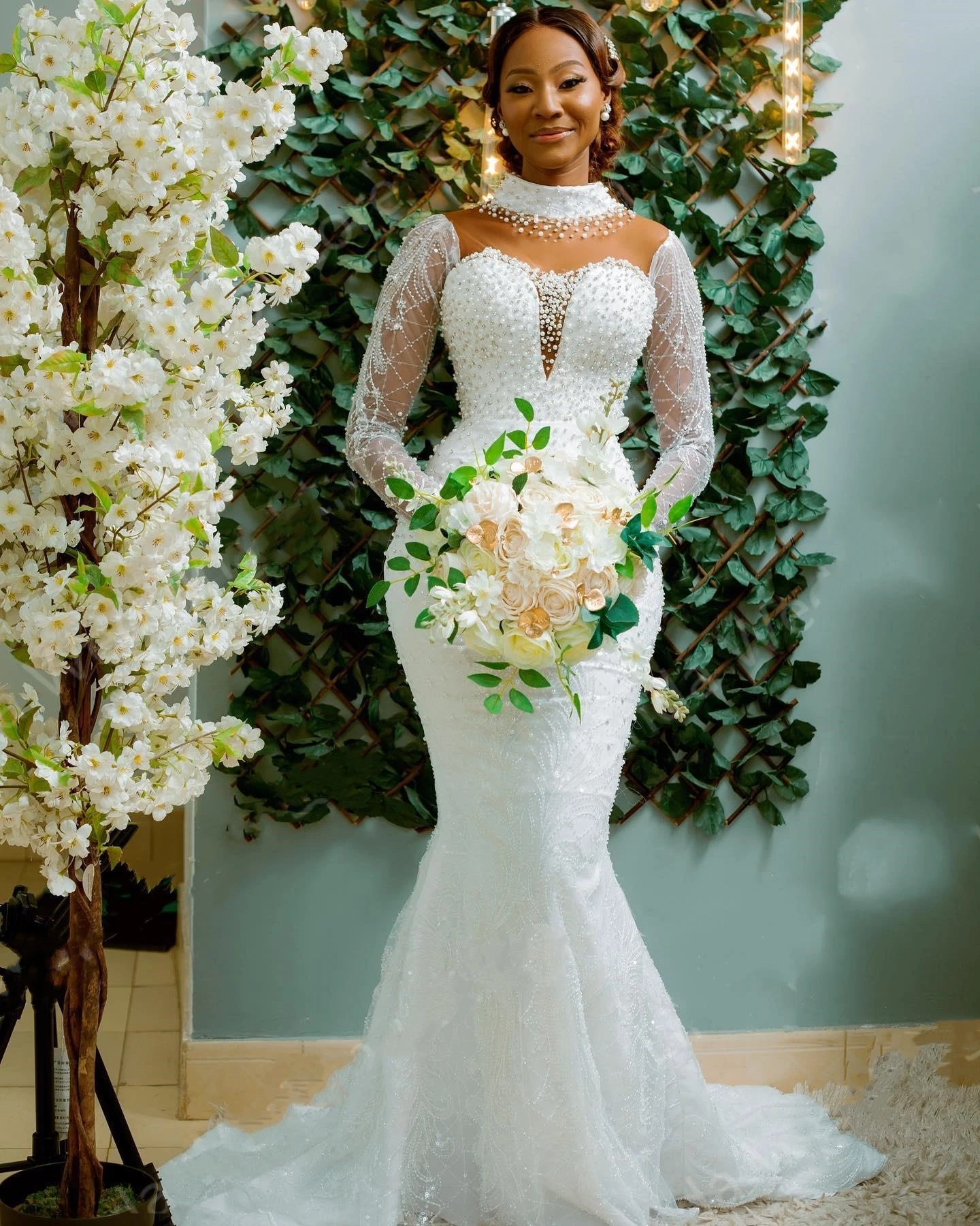 Ful Wedding Dresses Lace Pearls Rhie Bridal Gowns With Overskirts Custom Made Mermaid Vestidos De Novia Plus Size 0219