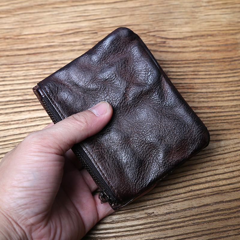 Hand Painted Vegetable Tanned Top Layer Cowhide Wallet For Men's Vintage Genuine Leather Wallet For Women's Short Wallet