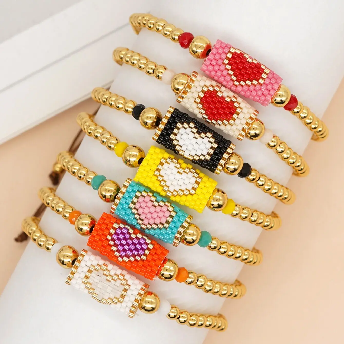 Love Heart Charm Bracelets Gold Plated Ball Beaded Boho Summer Beach Surfer Bracelets for Women Men Handmade Jewelry Gift