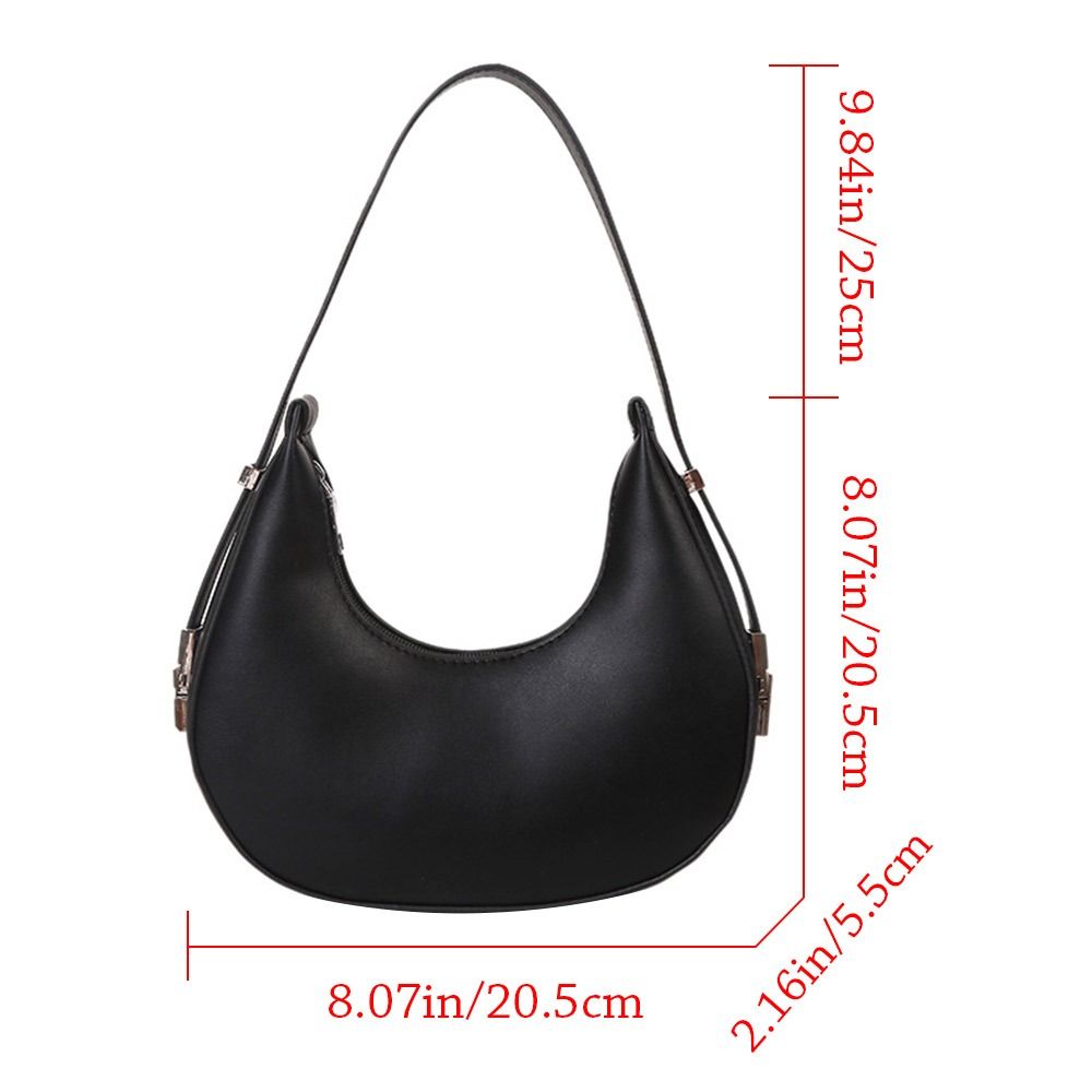 New Fashion Women Female Hobos Bags Casual Solid Color Underarm Bag PU Leather Half Moon Tote Bags Outdoor Clutch Handbags