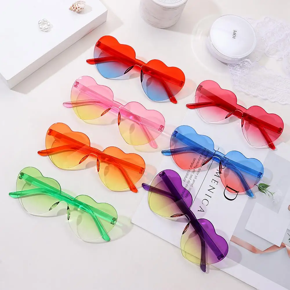 Heart-shaped Sunglasses Colorful Love 2025 Heart Glasses Gradient new Lenses Sunglasses Candy Color Shades Funny Party Sun Glasses