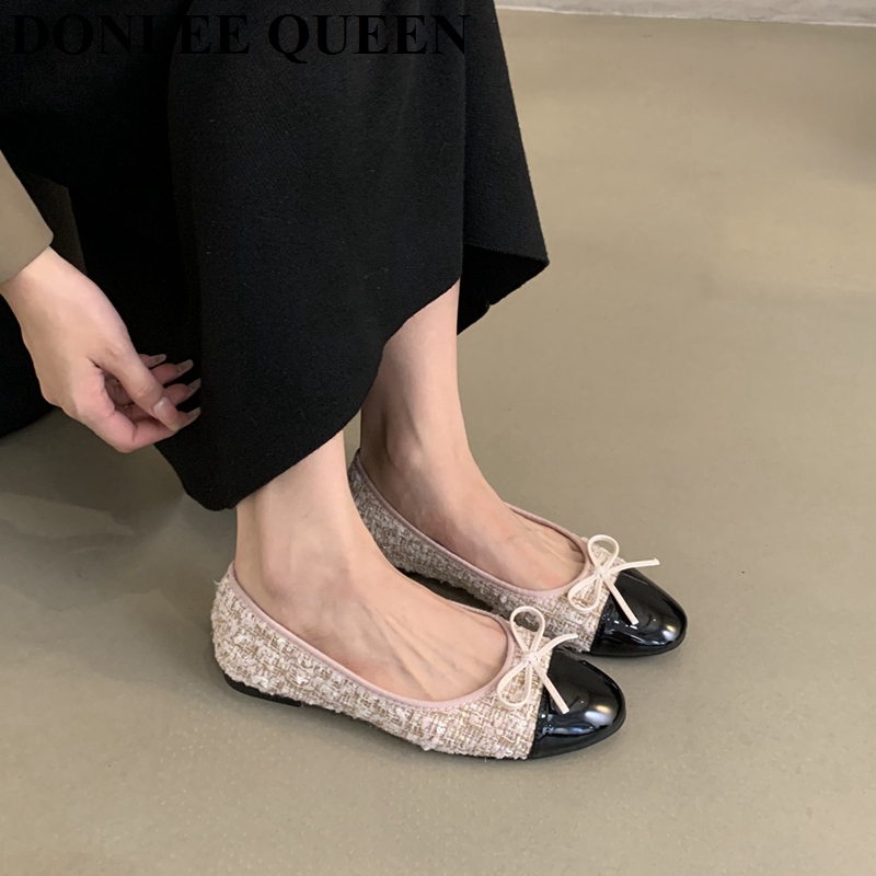 Brand Mixed Color Flats Women Slip On Casual Ballerina Soft Loafer Female Bow Knot Shoes Office Zapatillas De Mujer
