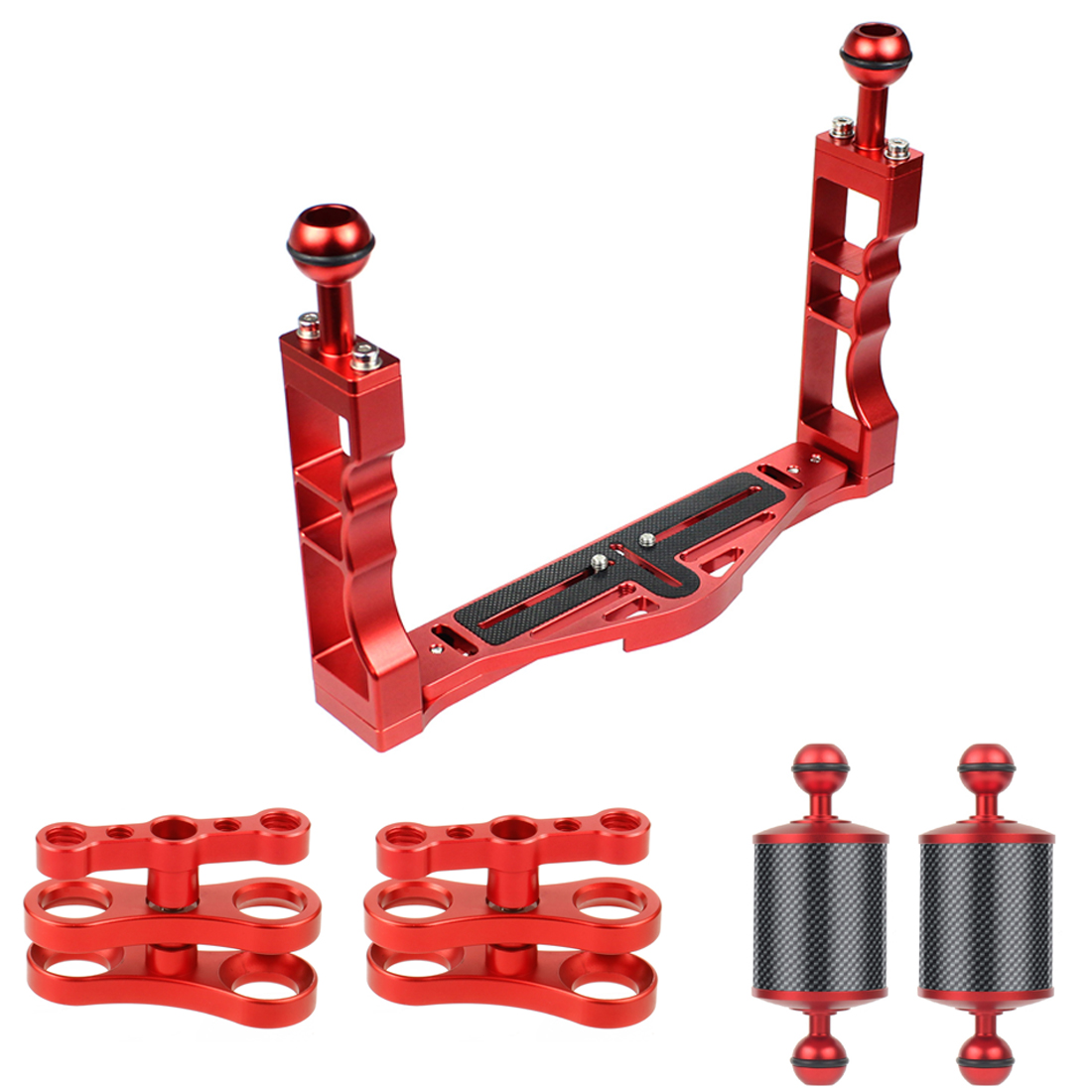 Diving Dual Handle Tray Stabilizer Bracket Rig Bracket DIY Kit with Buoyancy Float Arm Underwater Fill Lights for DSLR Cameras