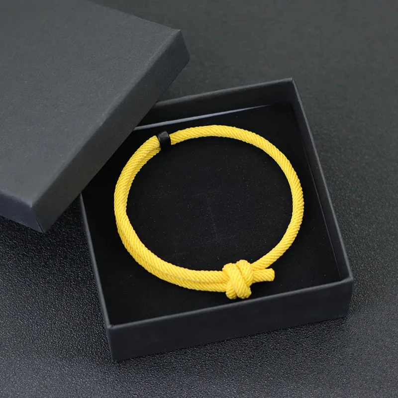 New In Adjustable Men Rope Bracelet Handmade 4mm Lucky Yellow Black Thread Braclet Beach Surf Braslet Outdoor Rescue Brazalete