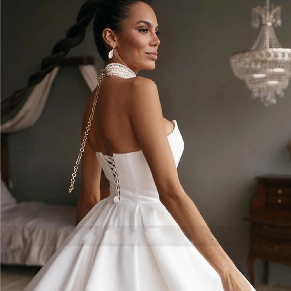 2024 Simple Wedding Dress Short Curto White Plus Size Strapless Knee Length Bride Gowns Vestidos De Noiva