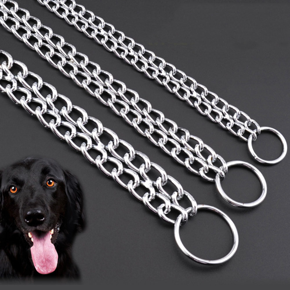 Dog Choke Training Collar Dog Choke Collars for Dogs Heavy and Duty Double Row Slip Chain P Chain Collar for Medium Large Dogs