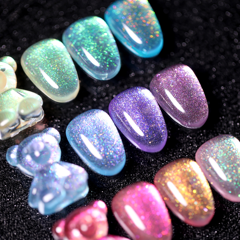 Vendeeni 9 Colors Pearl Shell Colors Nail Gel Polish Shiny Aurora Effect UV Soak Off Gel Varnish Mermaid Nail Art Gel Lacquer