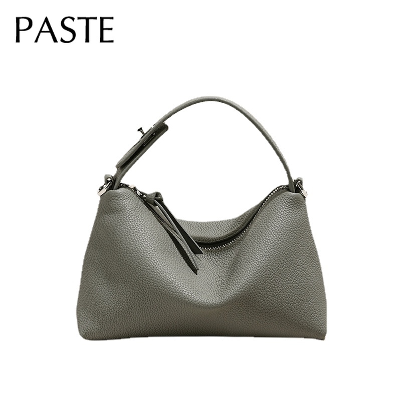 2024 New Grey Large Capacity Quality 100% Togo Cowhide Leather Tote Pure Color Soft Luxury Female Commuter Shoulder Bag