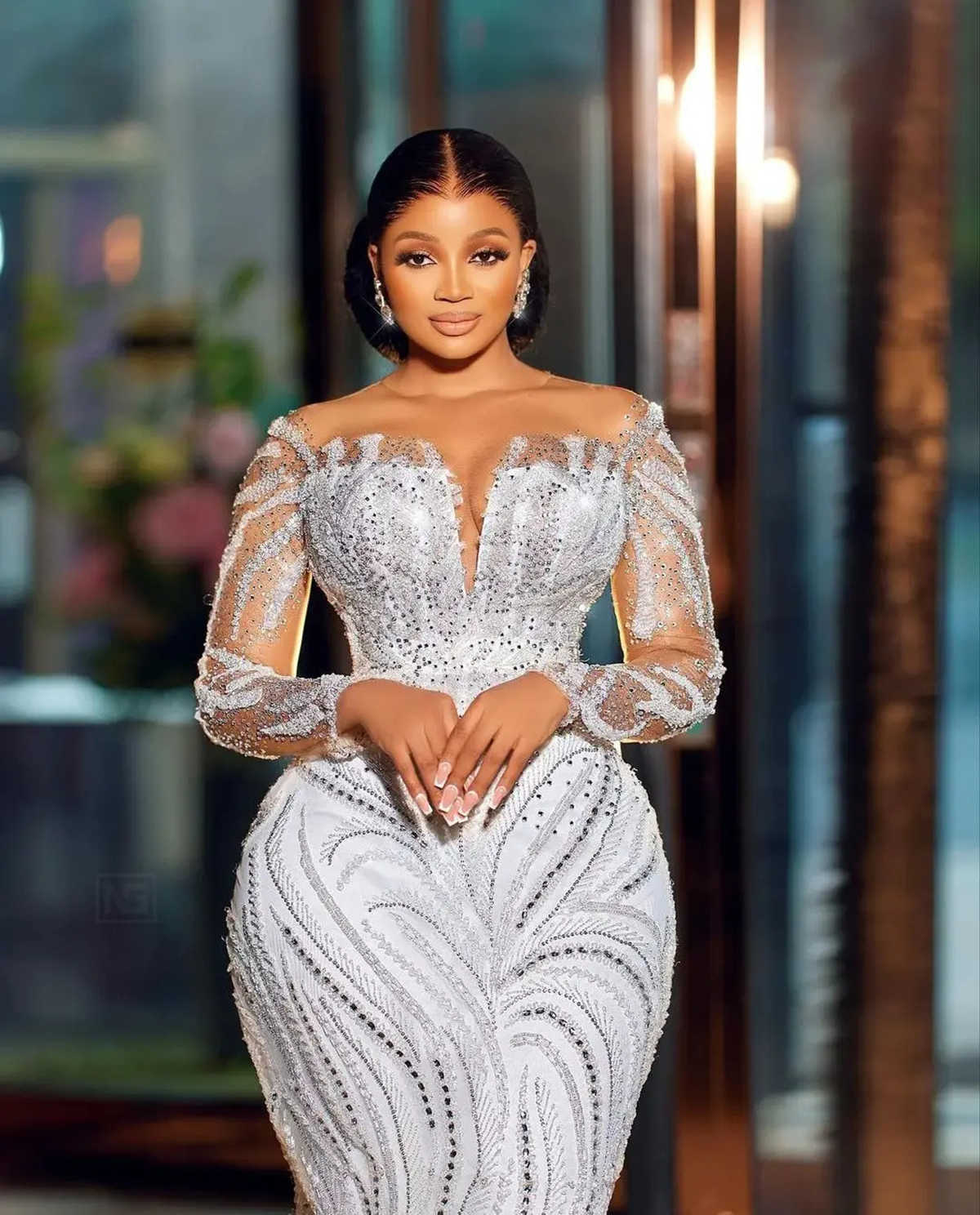 Mermaid Wedding Dress For Bride Illusion Bridal Gowns Sheer Neck Long Sleeves Wedding Dresses