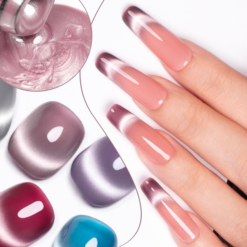 Bozlin 7,5 ml Smooth Ceramics Cat Eye Gel Sparkling paillette Moonlight Effet Cat Semi Permanent Gel Magné Nail Art Vernis