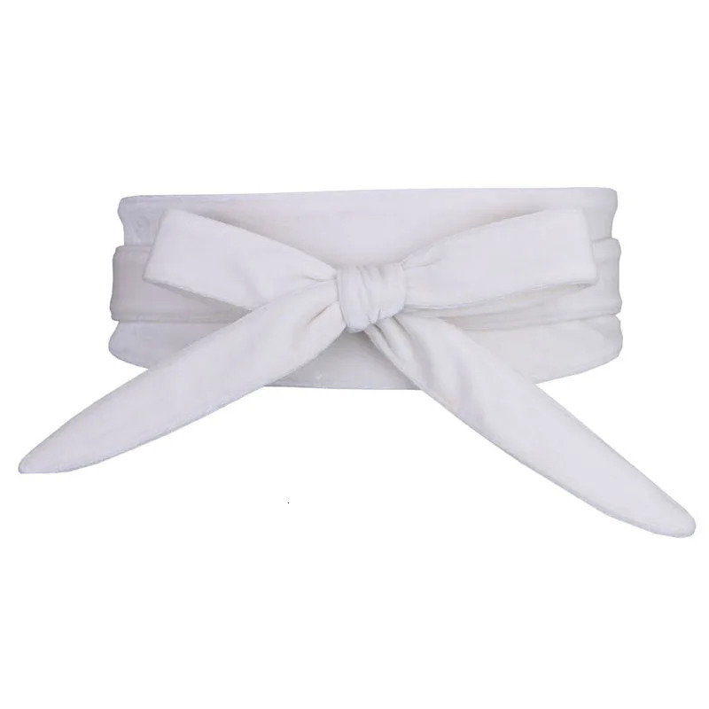 Fashion Womens Velvet Dress Waist Belts Wide Corset Cinch Belts Ladies Bowknot Self Tie Wrap Around Obi Waist Band Cummerbunds 240522