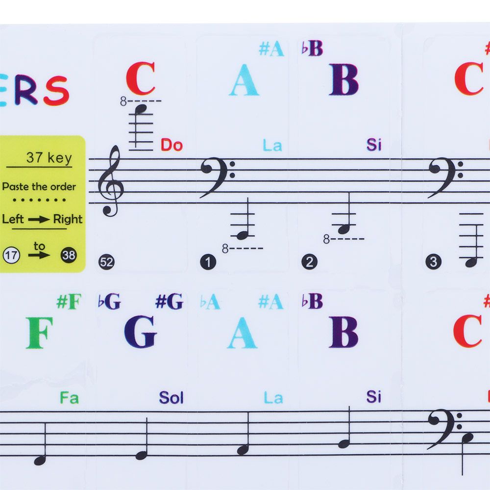 Sticker Symbol 88Keys Adhesive Electronic Keyboard Key Keys Sticker Piano Keyboard Stickers Piano Stave Note Note Sticker