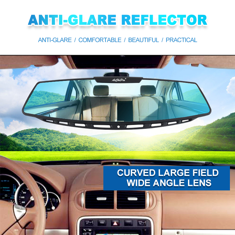 SEAMETAL Wide Angle Rear View Mirror Car Interior Curved Rearview Mirror HD Anti Glare Glass Universal Clip Auto Baby Mirror