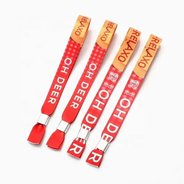 Wholesale Adjustable Party Festival Events Custom Polyester Fabric Bracelets Logo Design Wristbands