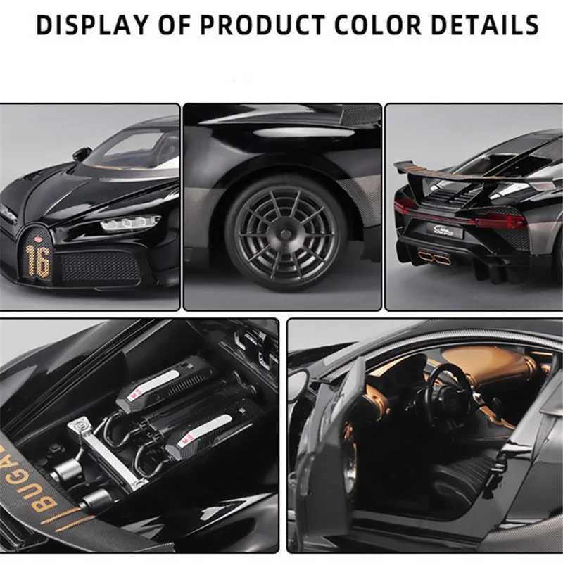 Diecast Model Cars 1 18 BUGATTI Chiron PUR SPORT Alloy Sports Model Diecasts Metal Racing Super Car Model Sound and Light Simulation Kids Toys Gift