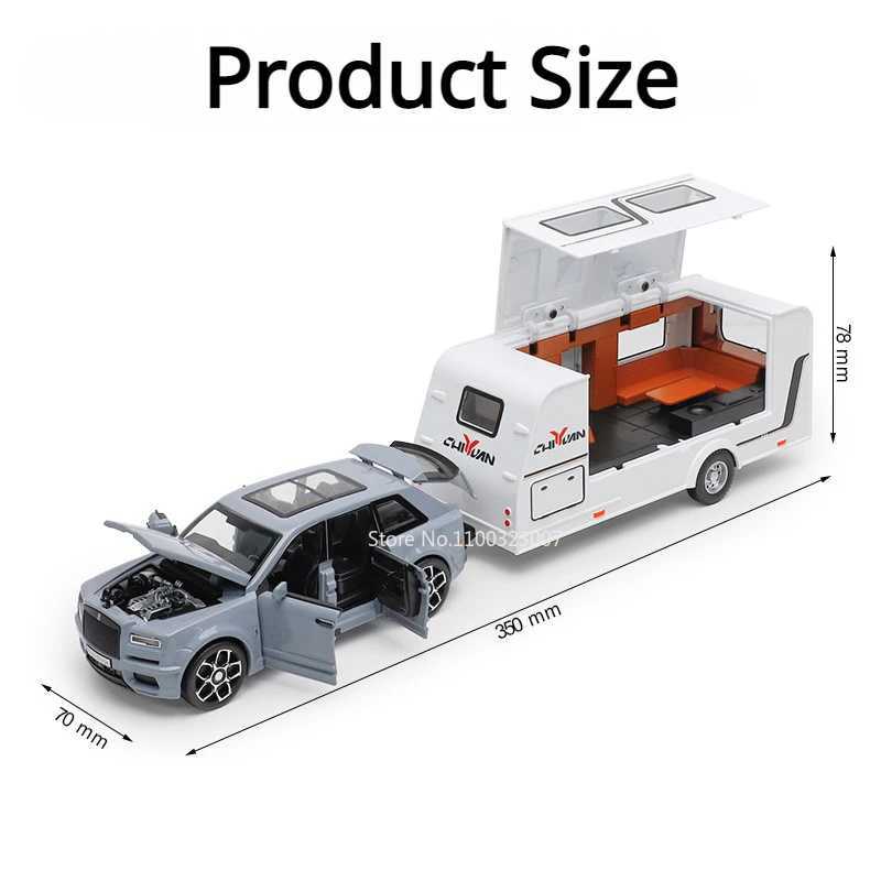 Diecast Model Cars 1/32 Rolls Royce Cullinan RV Car Model Alloy Diecast Off-road Vehicle Toy With Sound and Light Camping Car Model For Boys Gifts