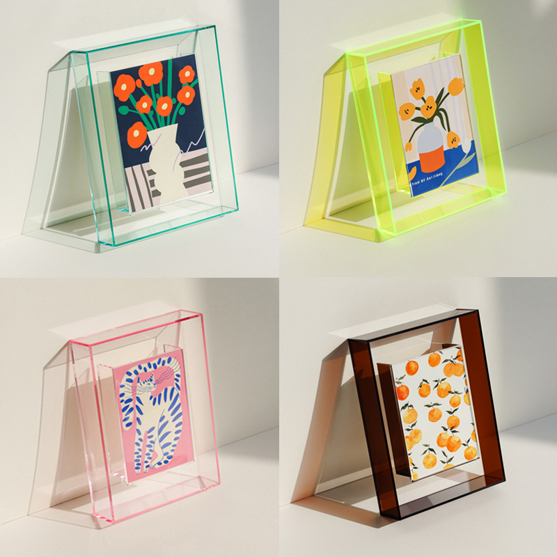 1PC Transparent Acrylic Frame Box Bedroom Square Picture Idol Photocard Holder Desktop Ornament Cadre Photo Home Decor H260306