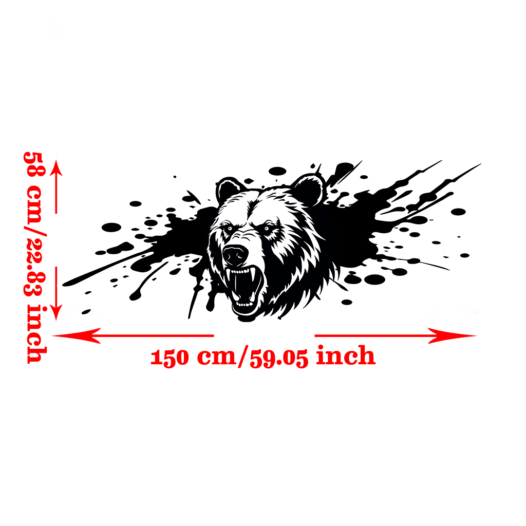 Angry Bear Splash Large Car Stickers and Decals Car Body Stickers Car-Side Decals Waterproof Car Vinyl Stickers for Truck SUV