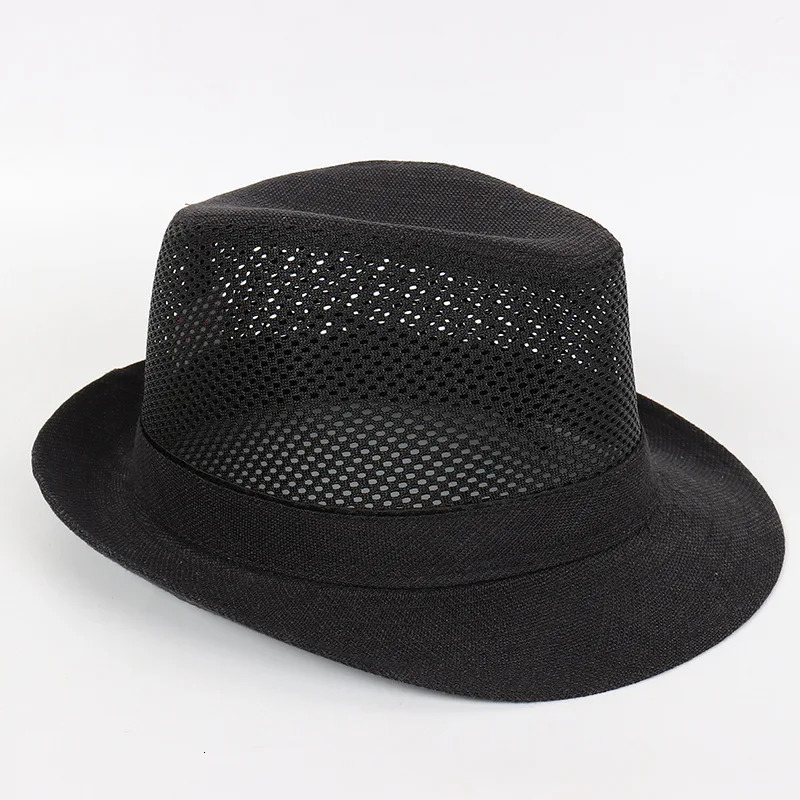 Spring Summer Men Fedoras Mesh Fabric Breathable Bowler Hat 240515