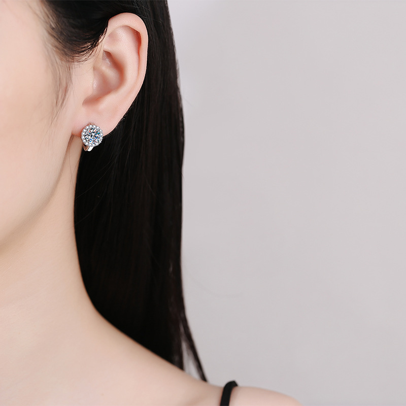 Tezzc GRA Certified Moissanite Earrings for Women S925 Sterling Silver with 18k Gold Plated Diamond Ear Studs Wedding Jewelry