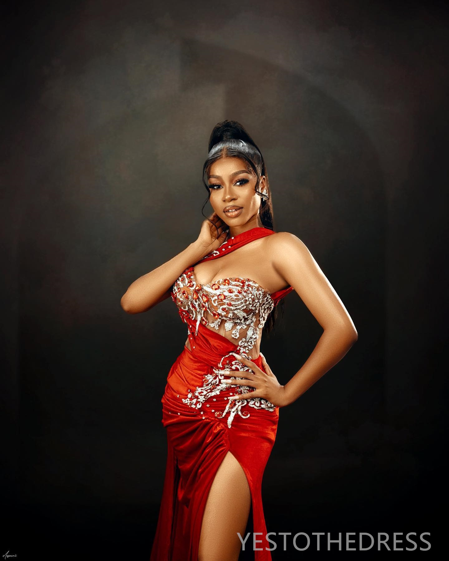 2024 Red Evening Dresses Prom Dress for Special Occasions Promdress One Shoulder Velvet Appliqued Beaded Lace Side Split Birthday Party Dress Dinner G