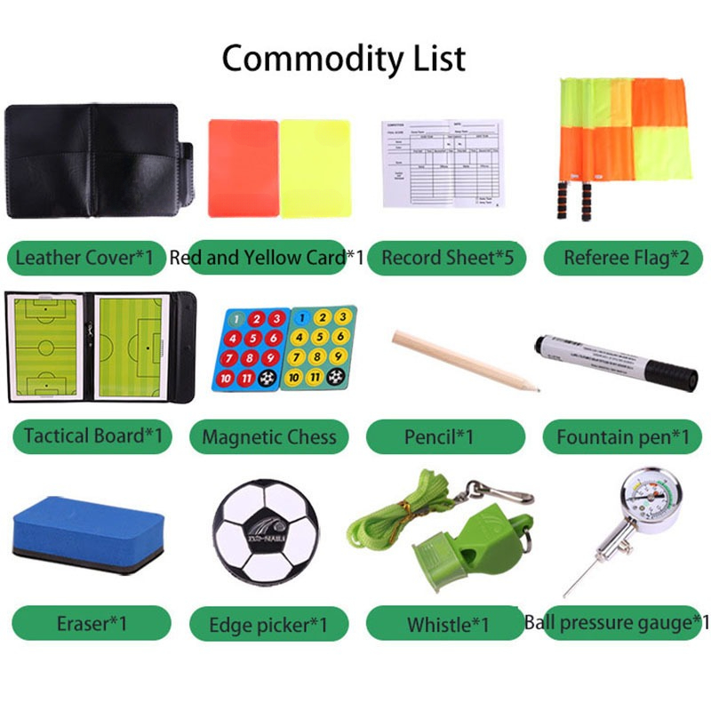 Soccer Referee Bag Coin Cards Whistle Set Professional Football Red And Yellow Card Referee Flag Kit Sports Training Equipment