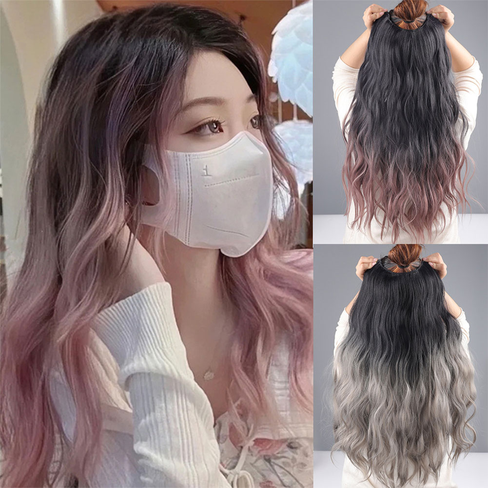 Synthetic Long Curly Hair Gradient Paris Painted Wig Patches With Increased Hair Volume And Fluffy Hair Extensions
