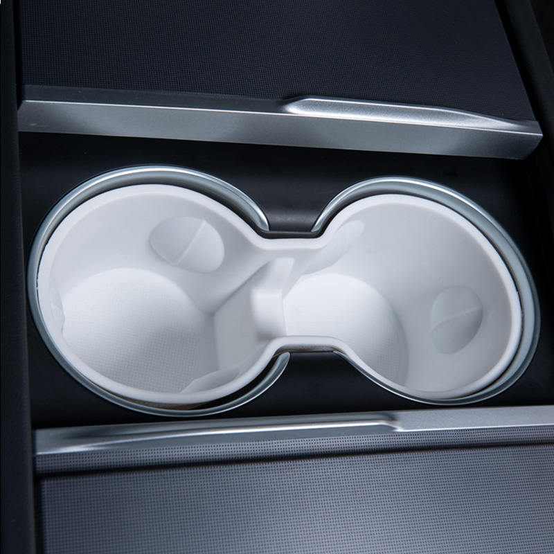Water Cup Holder For Tesla Model 3 Highland 2024 Car Accessories Center Console Organizer TPE Insert Storage Box