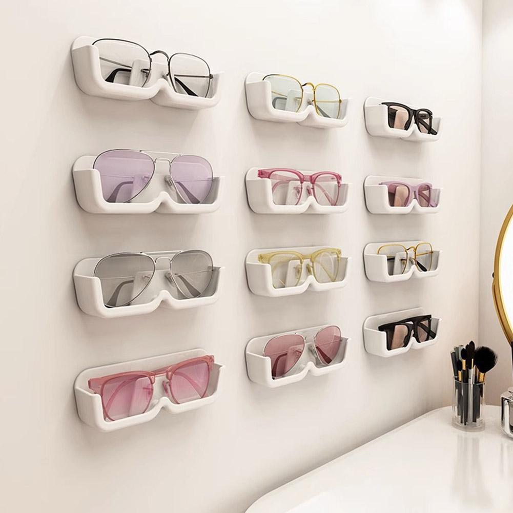 Glasses Wall Hanging Stand Holder Eyewear Storage Display Case Shelving Adhesive Sunglasses Wall Display Organizer Rack