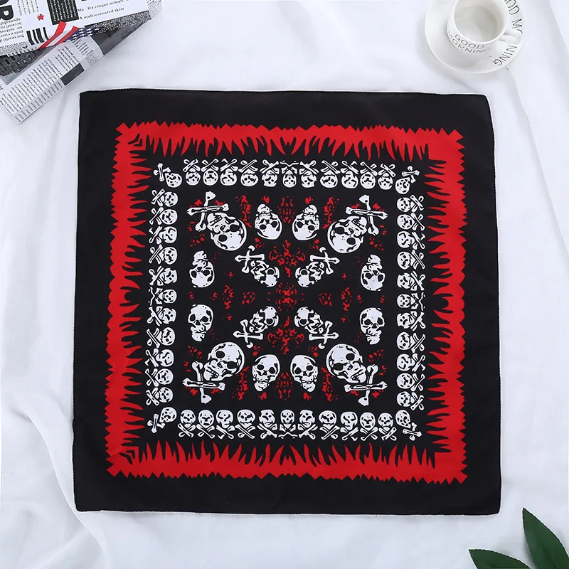 55*55cm Polyester Pirates Skull Leaves Reggae Bandanas Men Hiphop Headband Headscarf Women Neckerchief Headwear Handkerchief
