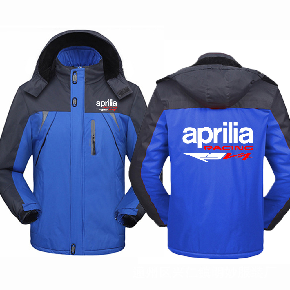 2023 Autumn Winter Men's Aprilia Racing RSV4 Logo Print Trendy Patchwork Thickened Zip High Quality Warm Mountaineering Clothing
