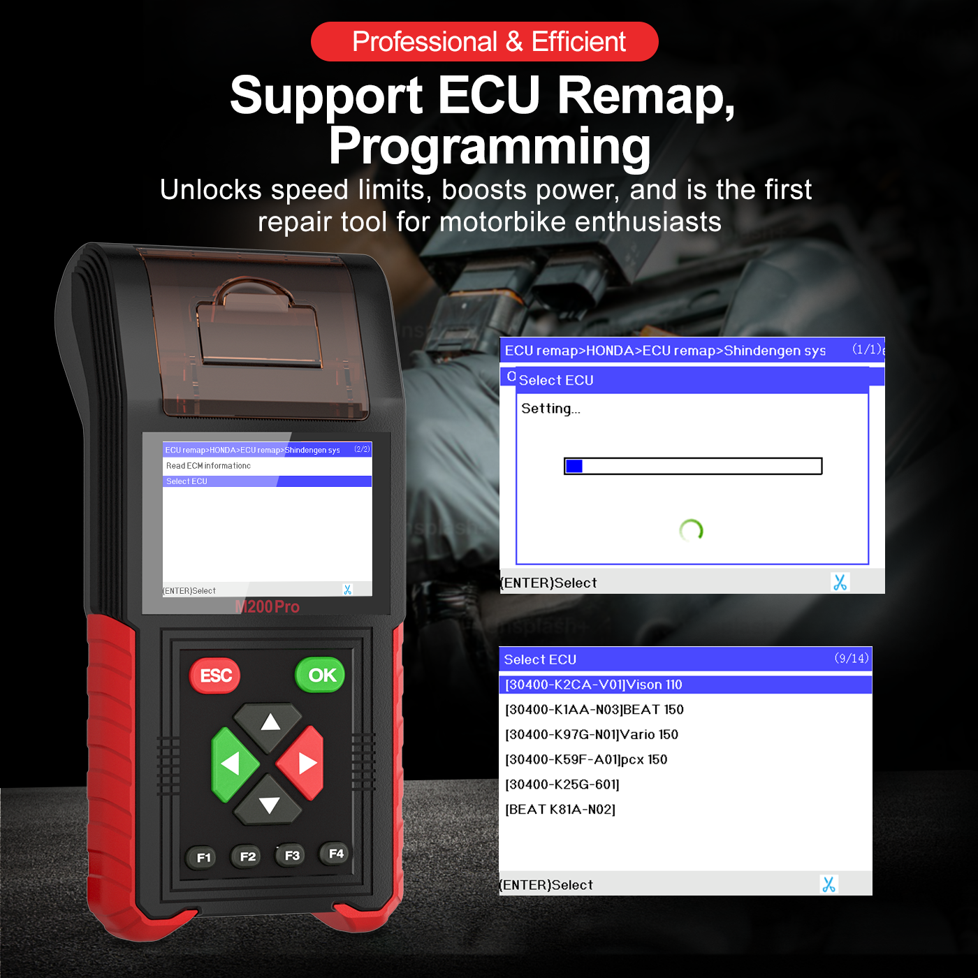 JDiag M200 Pro Motorcycle Diagnostic Tool Support ECU Remapping&programming Battery Tester Automotive Testing M200 M300 M100 PRO