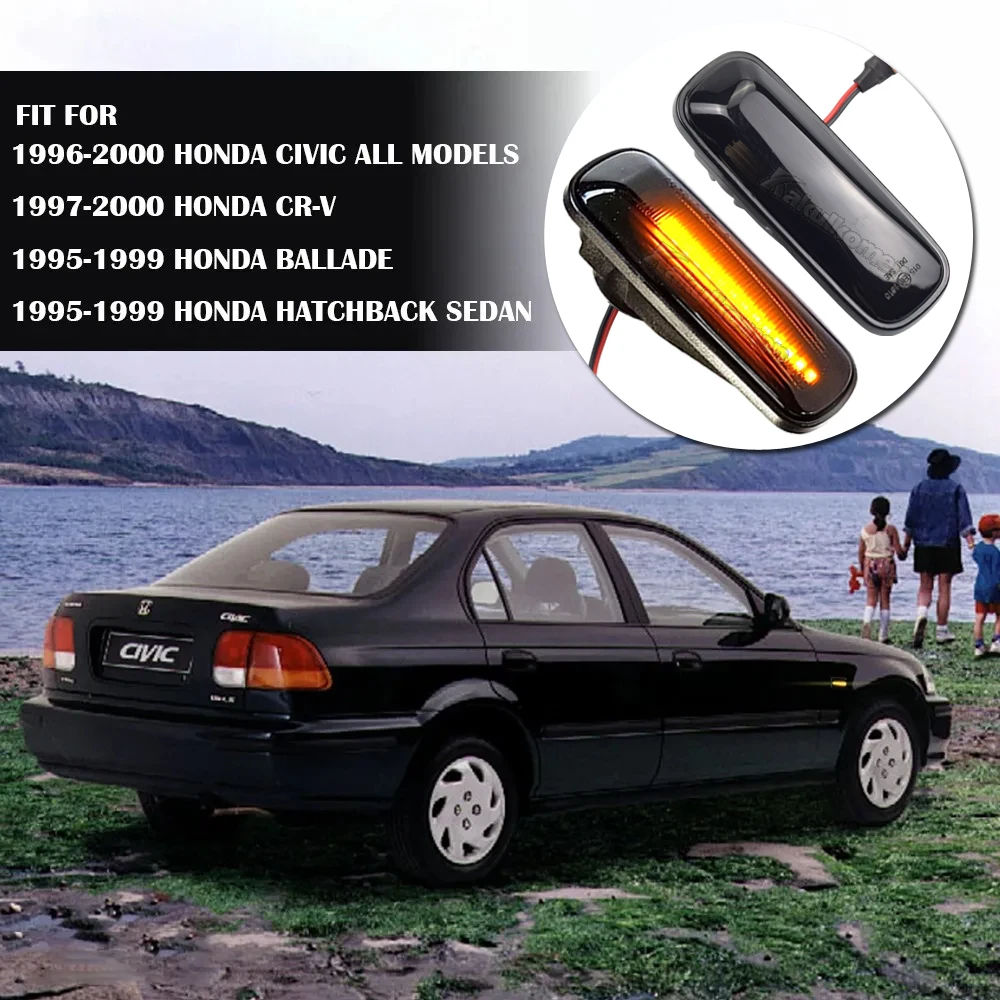 2X LED Flash Side Marker Lights For Honda Civic CRV Ballade Domani Prelude Partner Orthia LED Fender Indicator Turn Singnal Lamp