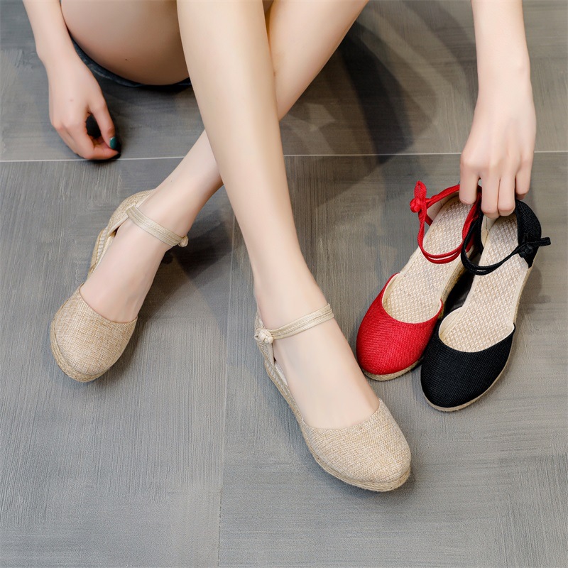 Heeled Sandals Women Wedges Espadrilles Summer Shoes Ladies Comfort Casual Closed Toe Sandal Pumps Heels Party Shoes Footwear
