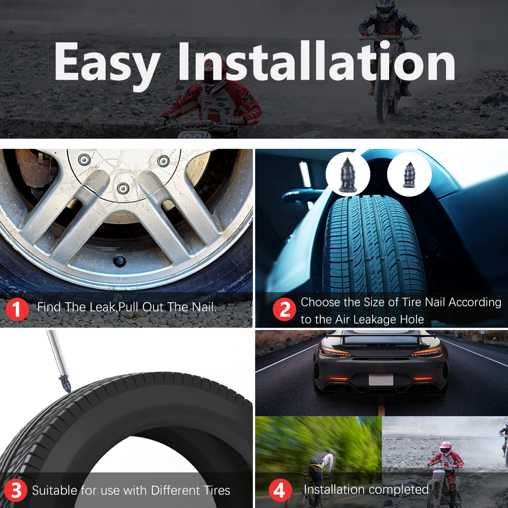 Podofo Car Tire Repair Rubber Nail Tire Repair Screw Tire Rapid Repair Rubber Nails Vacuum Tire Repair Nail Fast Repair Tool