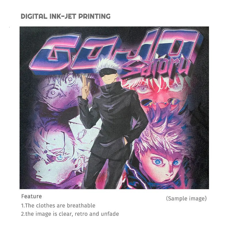 Anime Ryomen Sukuna T Shirt Vintage Washed Satoru Gojo Tshirts Men Streetwear Short Sleeve Retro Manga Fushiguro Toji Tops Tees 240510