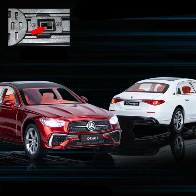 Diecast Model Cars 1 24 C-Class C260 L Alloy Car Model Diecasts Metal Toy Vehicles Car Model High Simulation Sound and Light Collection Kids Gifts