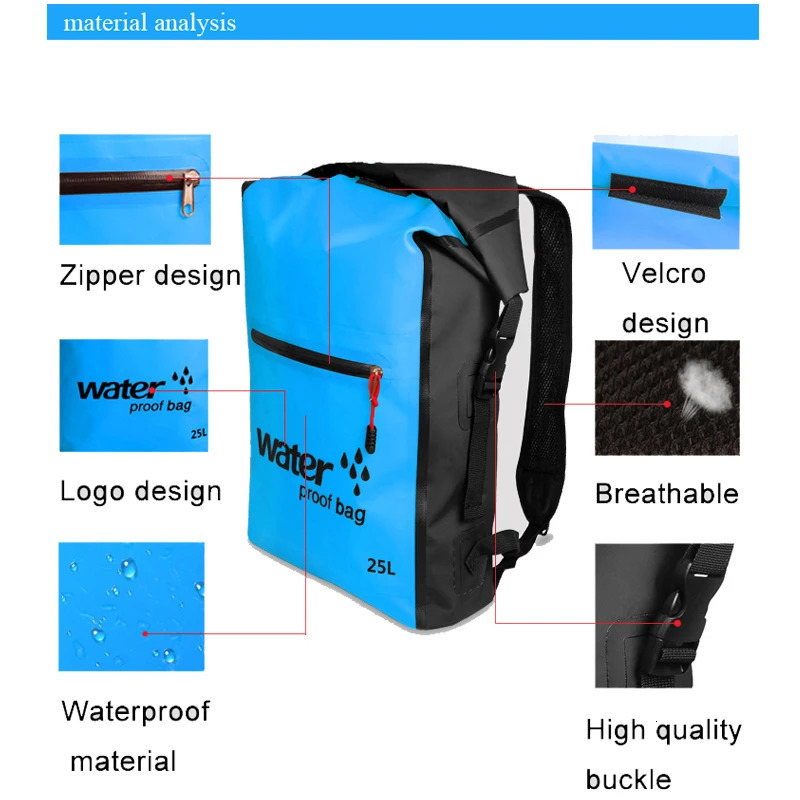 Dry Waterproof Bag Backpack Sack Bucket Floating 25L Outdoor Storage Bags For Boating Fishing Rafting Swimming Kayaking 240520bj