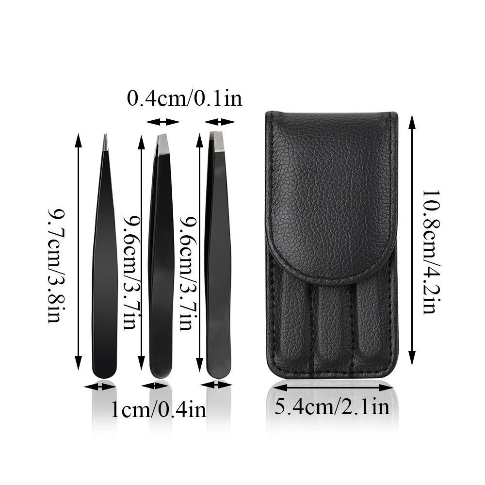 New Sdottor 3pcs/bag Professional Tweezers Set Slanted Flat Tip Pointed Eyebrow Tweezers Pick Up Tools Eyelash Extensions Facial