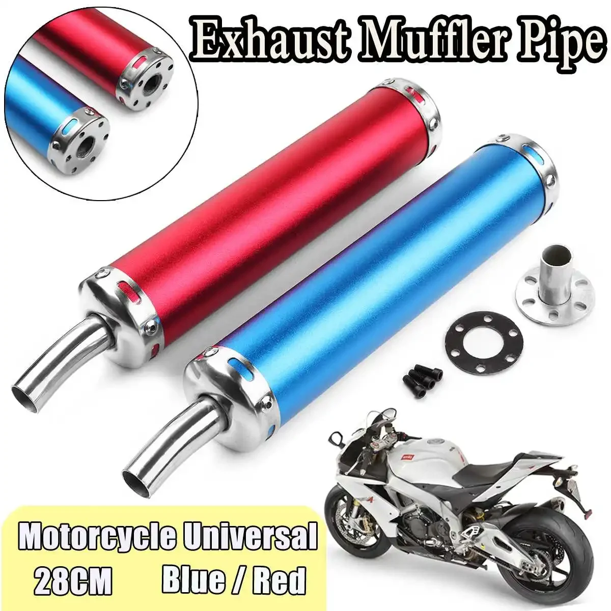 60x280mm Blue/Red/Black/Silver Motorcycle Racing Exhaust Muffler Pipe Silencer 2 Stroke