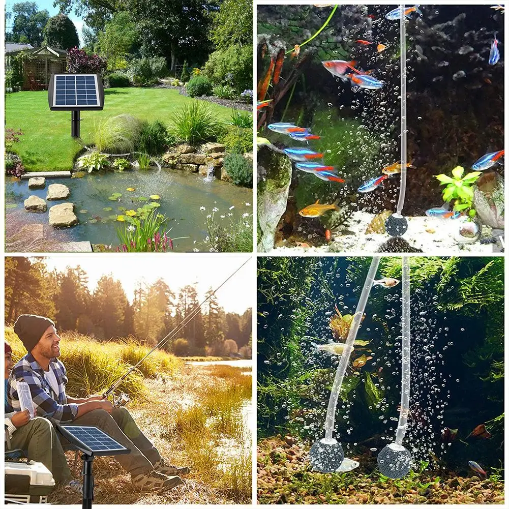 Solar oxygen pump, quiet high efficiency oxygen machine, patio fish tank outdoor fishing, portable pond aquarium pump