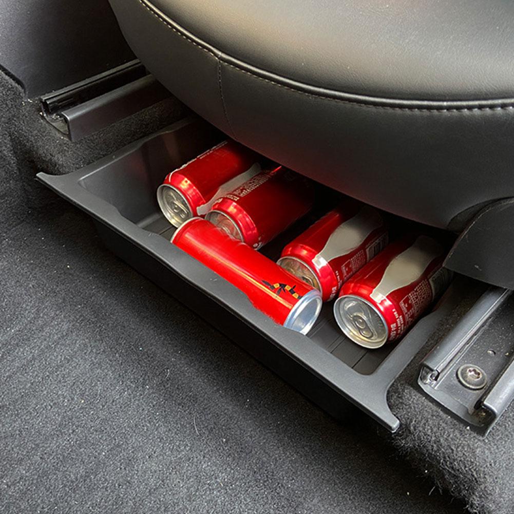 for Tesla Model Y Storage Under Seat Drawer Hidden Storage Box TPE Texture 100% Fit Unlock Car Storage Space Car Accessories