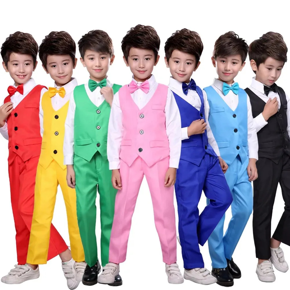 LOlanta 5Pcs Kids Boys Plain Suit Formal Attire Gentleman Blazer Clothing Set for Birthday Party Wedding 240521