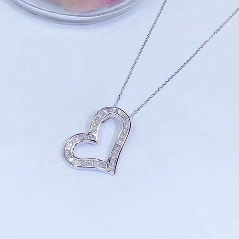Cubic Zircon Love Heart Pendant Necklace Charm Designer Jewelry Silver Gold Chain Heart Love Water Drop Cross Necklaces Valentine Gift Fashion Jewellr - view 7